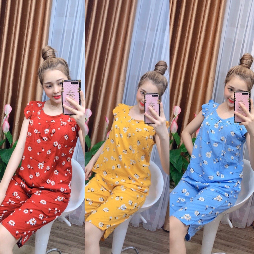 Đồ bộ lanh (tole) mặc nhà nữ VNXK , quần lửng áo cánh tiên, họa tiết hoa nhí (giao hoa ngẫu nhiên) [CÓ SIZE]- TL14