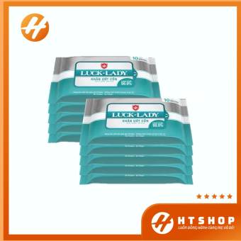 Giấy Ướt Cồn Kháng Khuẩn Luck Lady Dạng Gói 10 Tờ - Gói Du Lịch Tiện Lợi