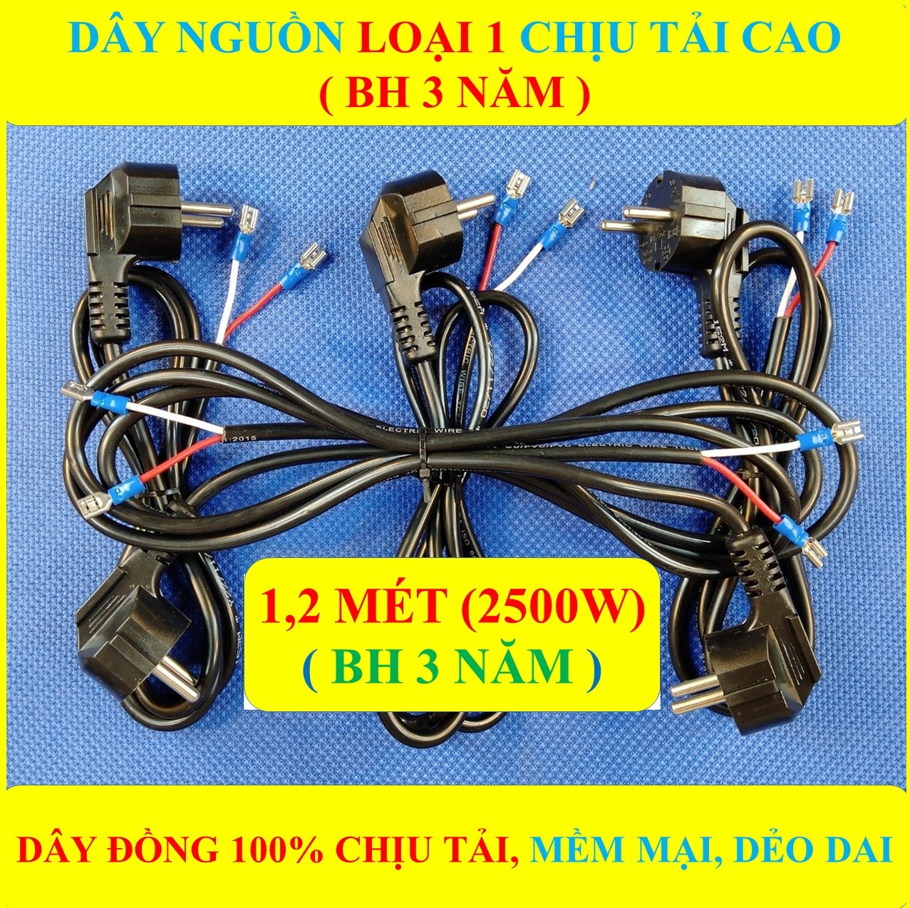 Dây nguồn, dây điện 1,2 MÉT 2500W đầu tròn LOẠI TỐT CAO CẤP (BH 3 NĂM) + DÂY LÕI ĐỒNG 100% ( BỘ 1 SP )