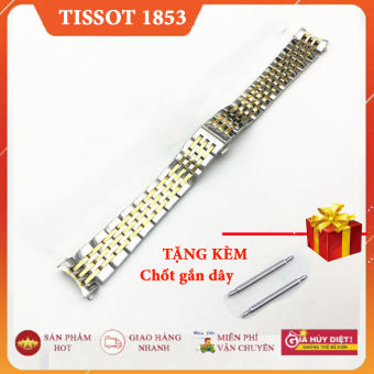 Dây đồng hồ kim loại mắt đúc Tissot 1853 size 19mm màu DEMI (tặng kèm 2 chốt)