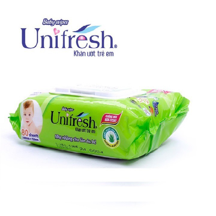 Khăn ướt unifresh không mùi vitamin e 80m