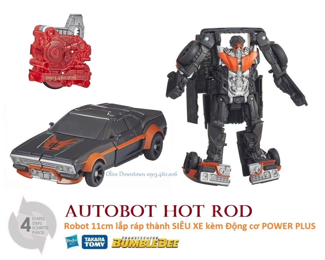 HOT ROD * Robot 11cm lắp ráp thành SIÊU XE kèm Động cơ - Transformers Energon Igniters - Đồ chơi Robot VNXK