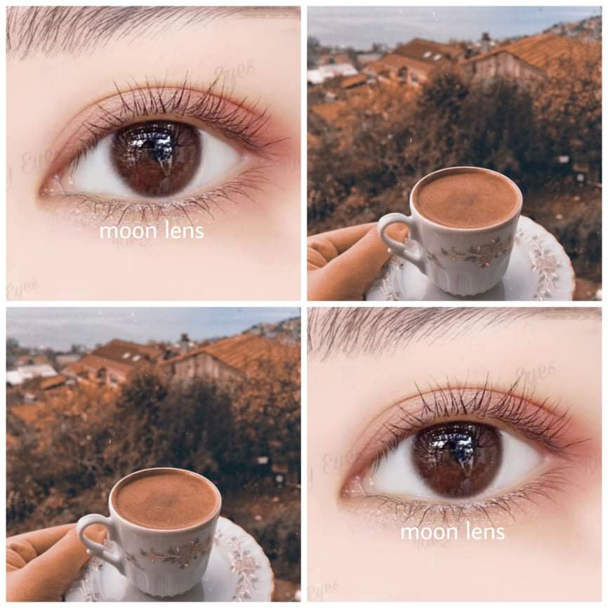 [Yêu thích] Lens  - Kính áp tròng nâu tư nhiên (độ cận 0-6) phong cách Hàn Quốc sử dụng 1 năm (tặng kèm khay đựng bé chưa có dụng cụ đeo)