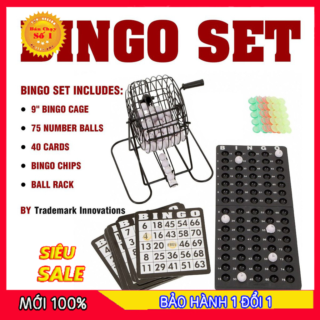 Bộ Lô tô - Lồng Quay BINGO Loại Lớn Bằng Sắt - Lồng chơi loto trúng thưởng 75 Số - Lồng quay loto cực kỳ vui nhộn