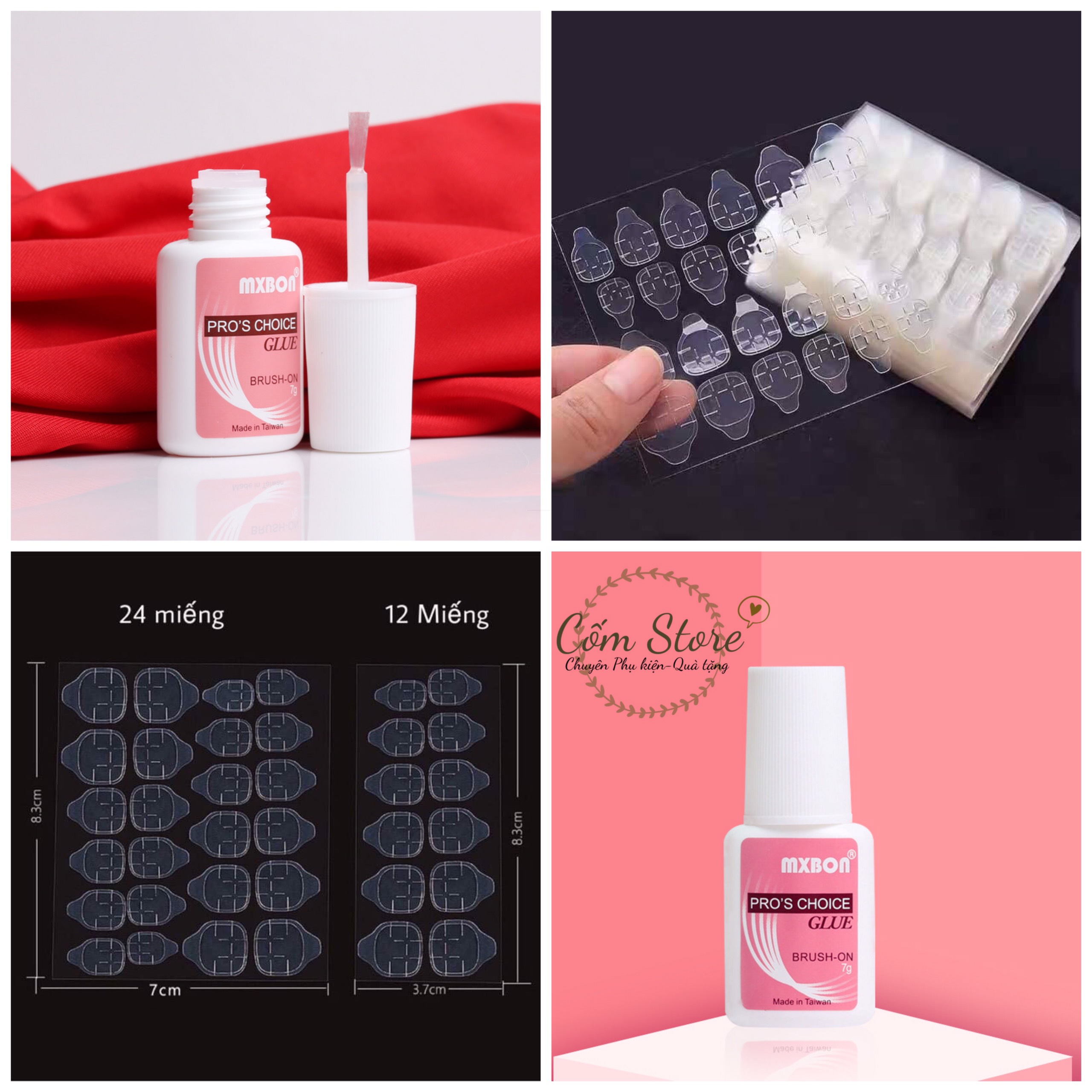 Keo dán móng Mxbon, miếng dán móng tay silicon 2 mặt tiện lợi, dễ dùng