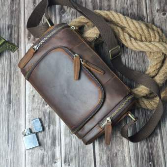 Túi đeo chéo nam da bò sáp TD120LEA (Nâu sáp) - 100% da bò thật, Bảo hành 3 năm