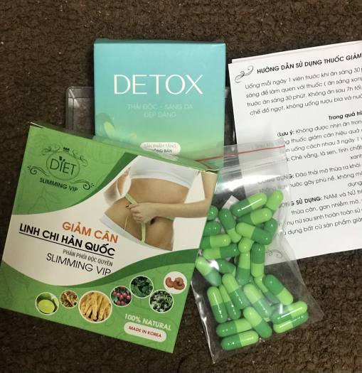 GIẢM CÂN LINH CHI H.Q SLIMMING VIP 30VIEN -tặng kèm 15v detox