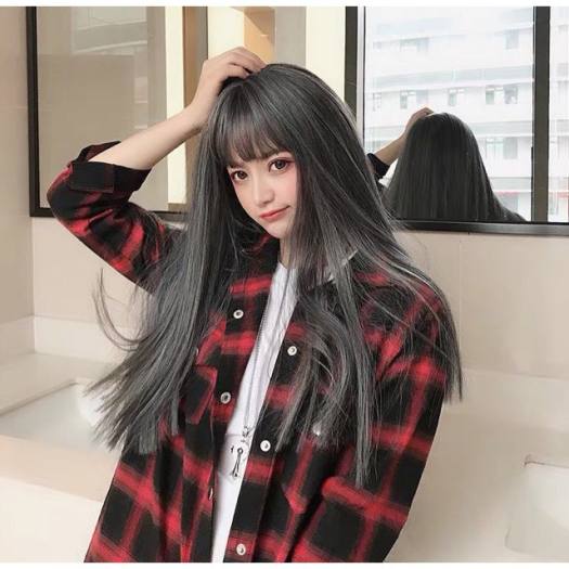 Tóc Giả Nữ Đẹp 💖FREESHIP💖 Tóc Giả Nguyên Đầu Thẳng Màu Xám Lạnh