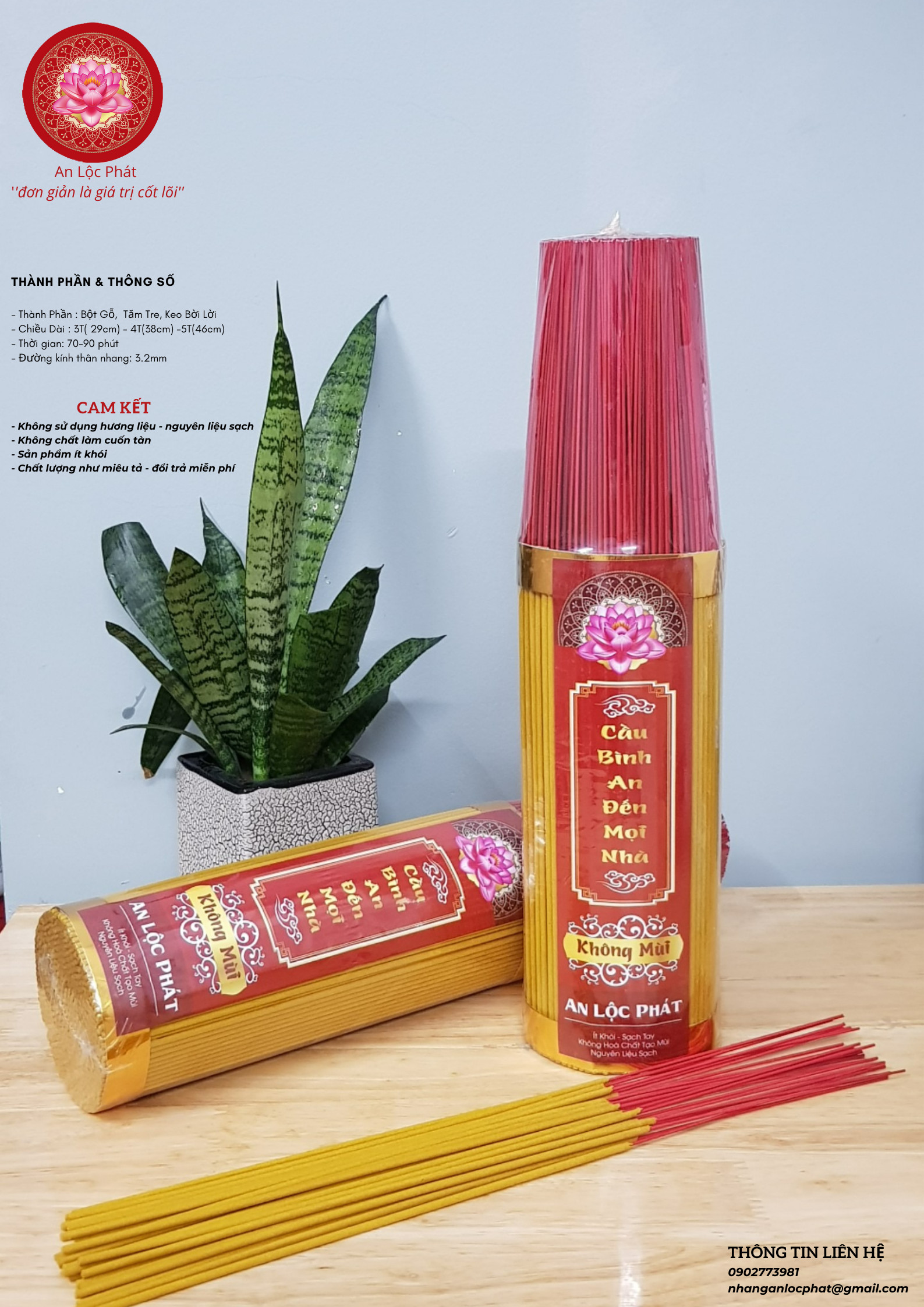 Nhang Thường Không Mùi- Bó Lớn 750 cây - An Lộc Phát