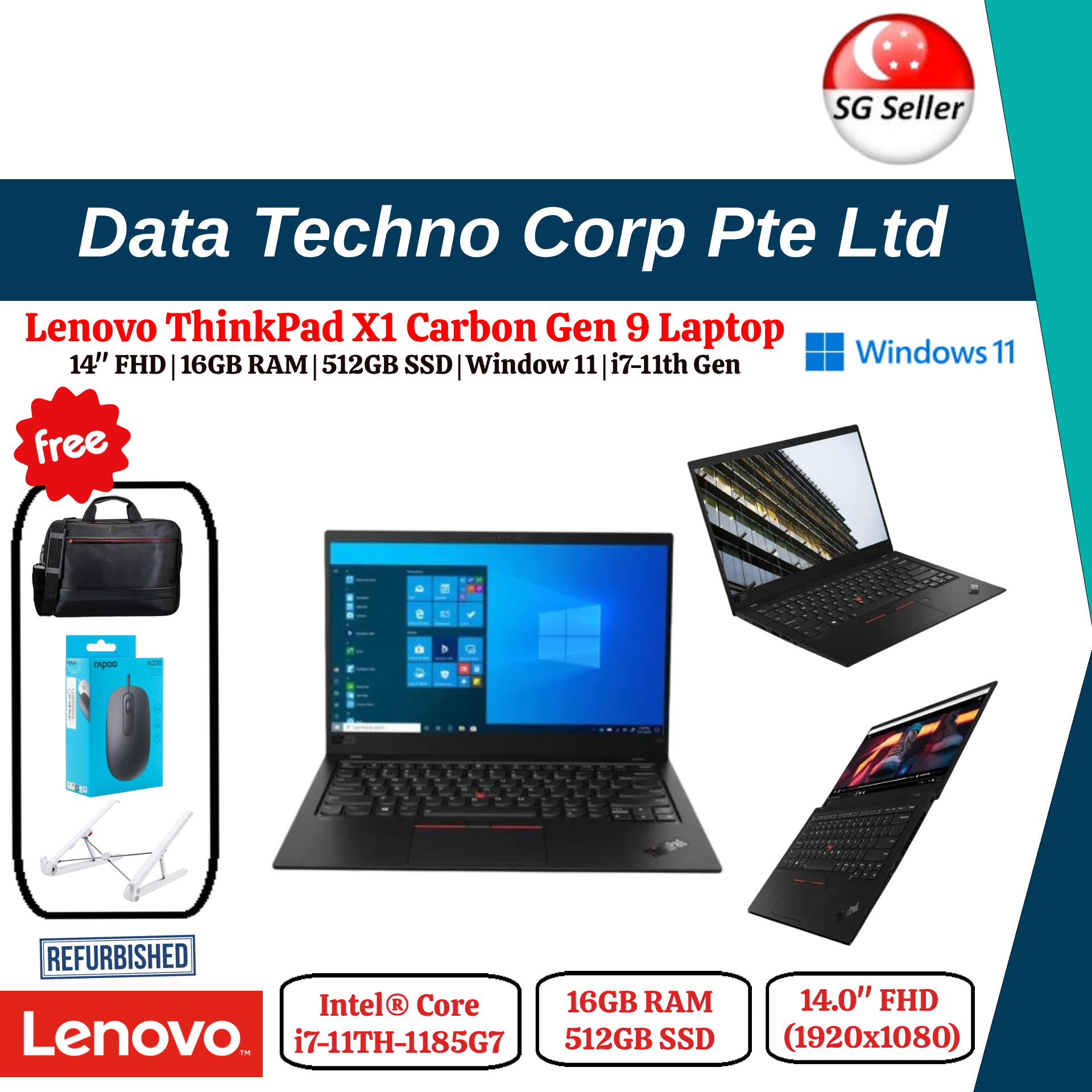 Lenovo Thinkpad X1 Carbon Gen 9 I7-1165G7 16Gb Ram 1Tb Ssd