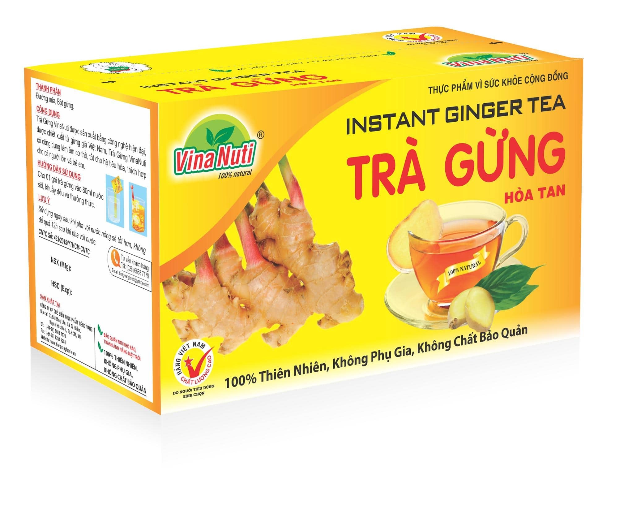 Trà gừng hòa tan vina nuti
