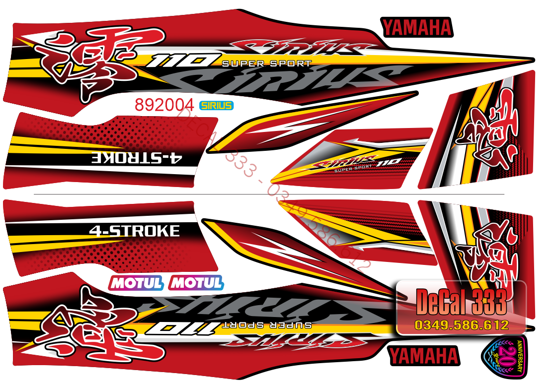 Tem Rời SIRIUS Chữ Tàu 892004 (Tem Chế 3 Lớp Chống Phai Màu)