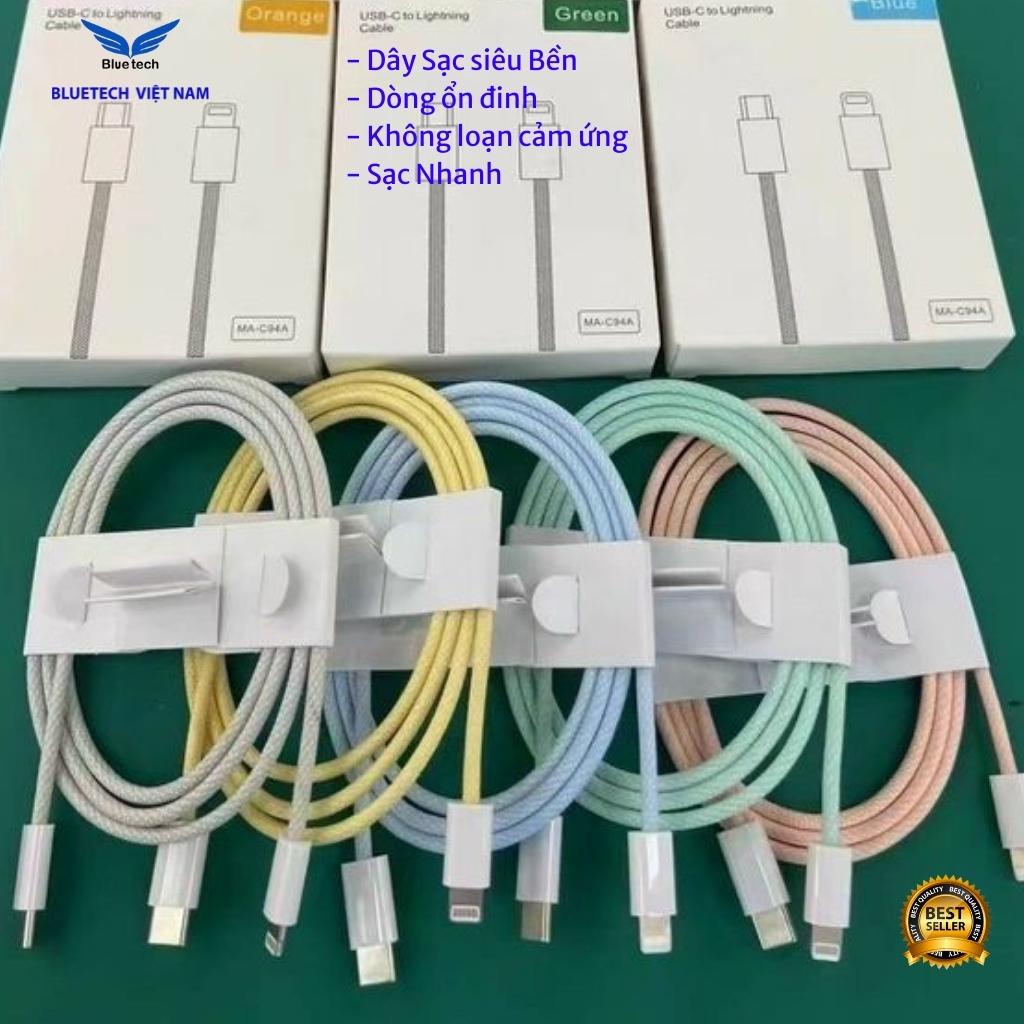 Dây cáp sạc dù chuẩn sạc nhanh PD, Cáp sạc nhanh Type-C to Lightning IP dây dù 1m cho điện thoại iP fullbox - Bluetech