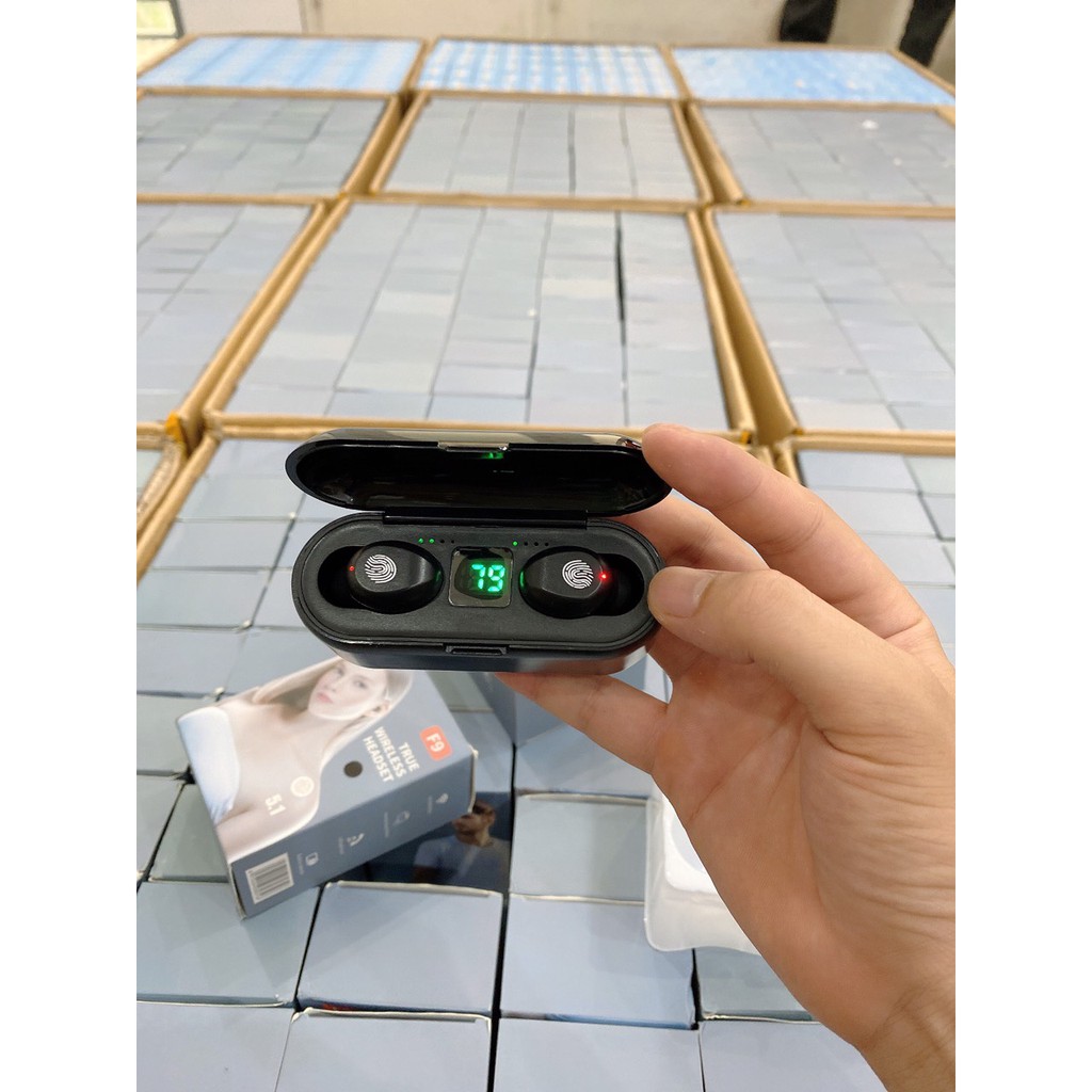 Tai nghe bluetooth f9 cảm biến - tai nghe không dây kiêm sạc dự phòng tiện lợi