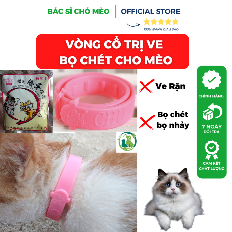 Vòng đeo cổ đuổi bọ chét mèo ve rận mèo- Vòng chống rận cho mèo