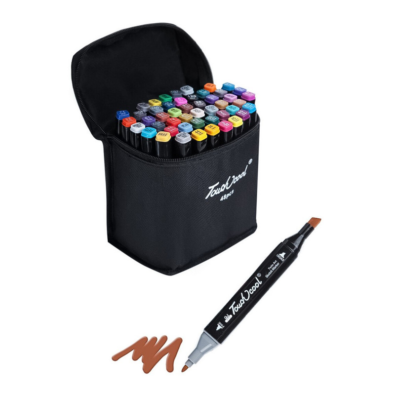 Bút màu Marker Touch Cool họa cụ tô màu dạ vẽ tranh anime Túi Vải Bộ 48 Bút Màu