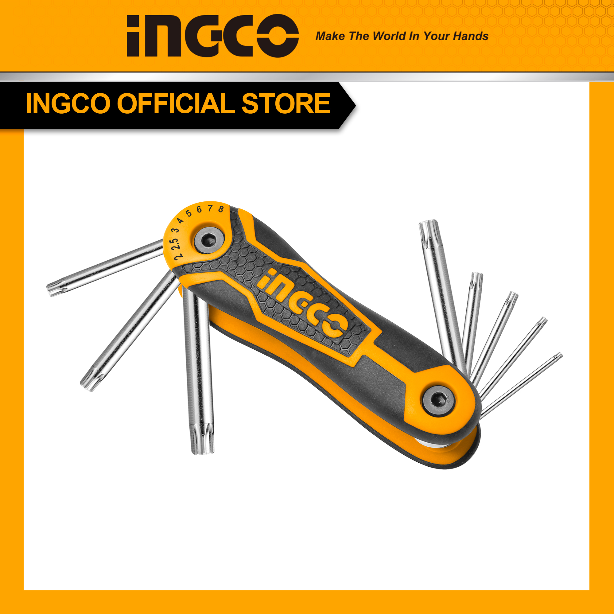 INGCO Bộ 8 chìa lục giác bông  HHK14083