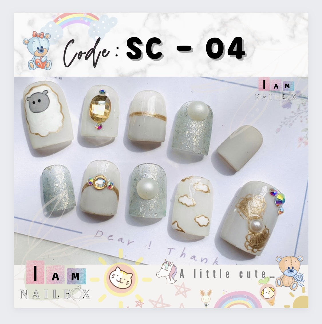 Nailbox thiết kế Bé CỪU trắng siêu CUTE (Code SC04)