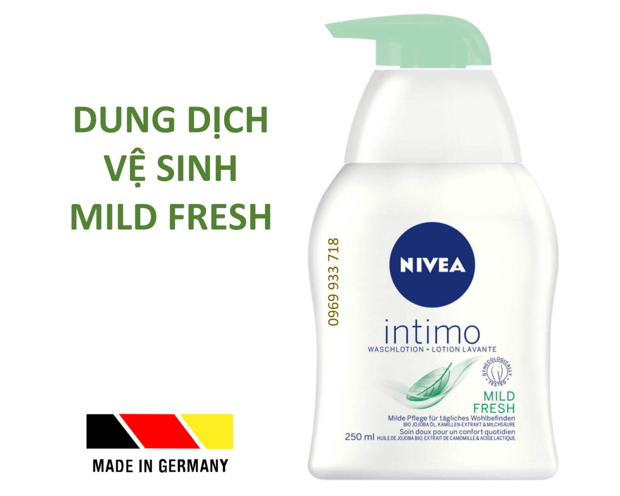 Dung dịch vệ sinh phụ nữ nivea intimo mild fresh, 250 ml