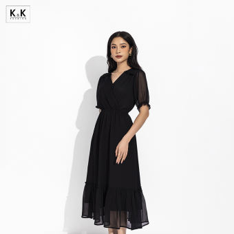Đầm midi đen dáng đuôi cá K&K Fashion KK150-29 Chất Liệu Voan Tăm