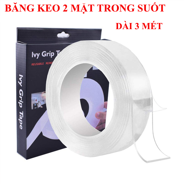 Cuộn băng keo siêu dính 2 mặt acrylic Living C CBK, keo dán tường trong suốt siêu dính chịu lưc chống thấm (Loại có hộp)
