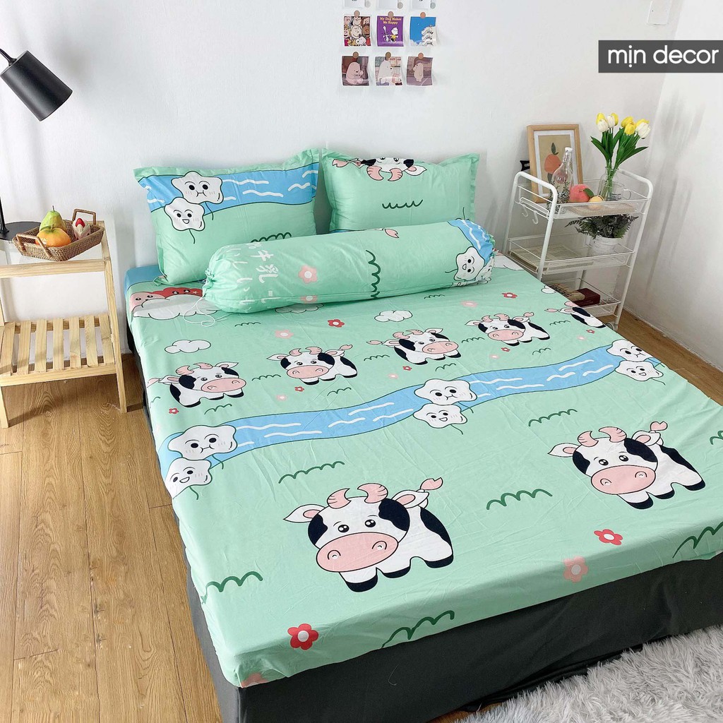 Bộ Ga Gối Mẫu Bơ Hello Cotton Poly, Ga giường Nhiều Kích Thước M2/M6/M8/2M2