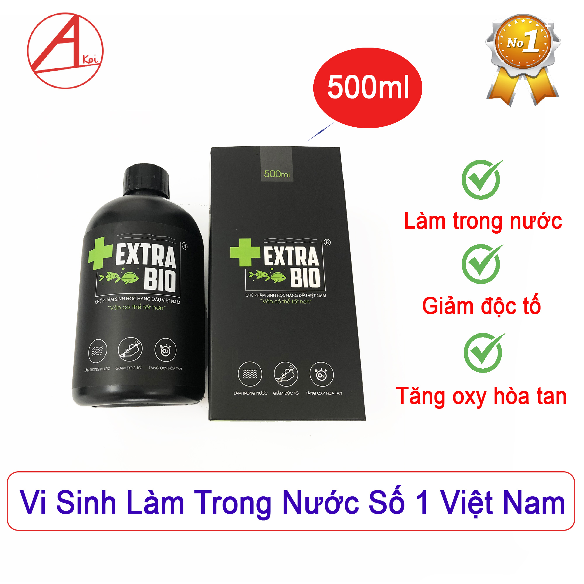 Vi sinh cho hồ cá koi, bể cá cảnh Extra Bio 125ml, 250ml. 500ml, 1000ml giúp làm trong nước, giảm độc tố, ức chế rêu, vi khuẩn có hại