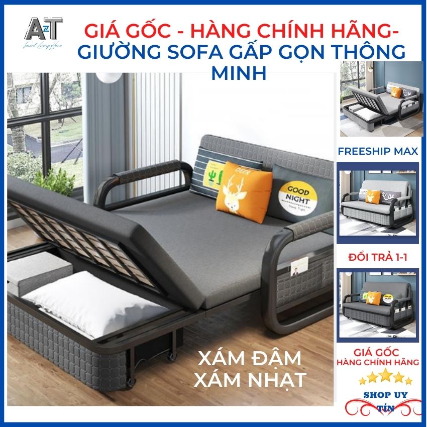 [FREESHIPMAX- TẶNG 3 GỐI ] Ghế Sofa Giường Nằm, Sofa Bed Gấp Gọn Thông Minh Thiết Kế Hiện Đại Có Thể Tháo Thay Ga, Có Hộc Đựng Đồ Giá Giảm Cực Sốc KT 1,66x 1,92