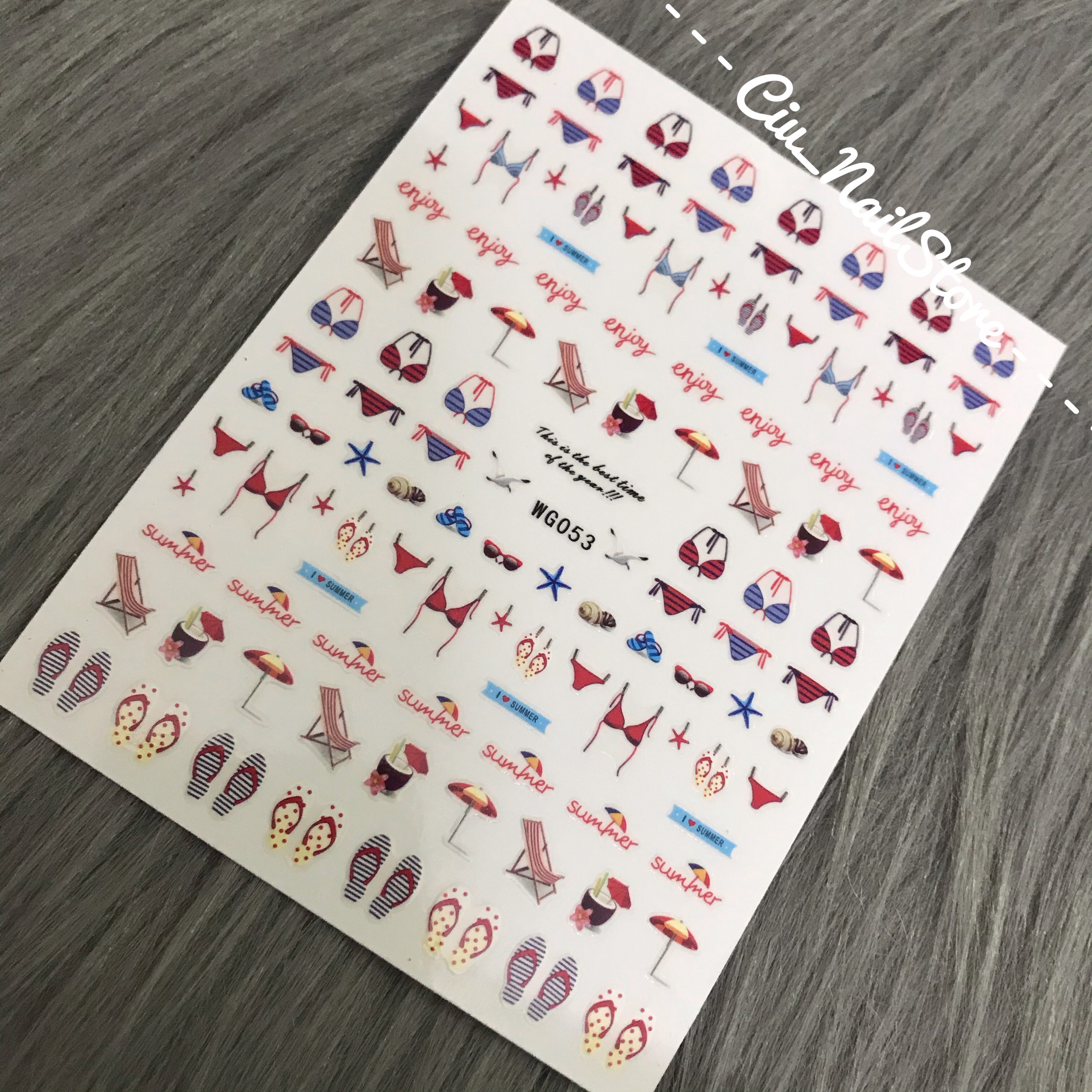 Sticker dán móng chủ đề biển bikini