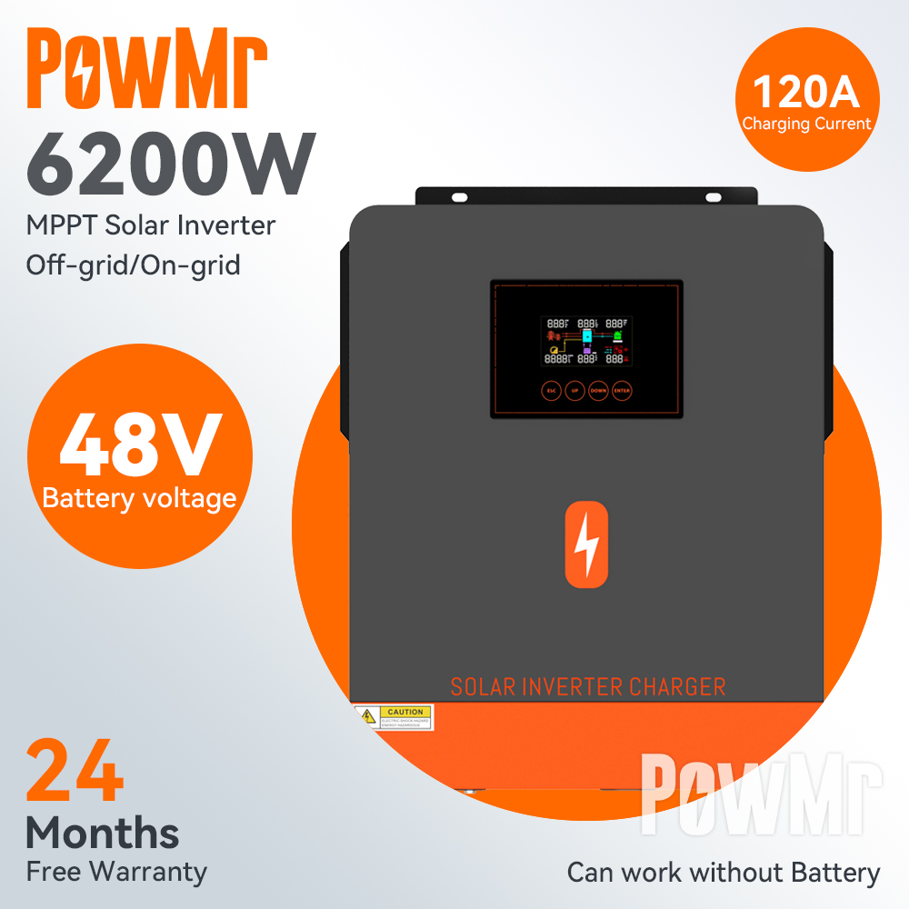  PowMr 6200W Solar Inverter 48V DC to 220-230VAC,Off