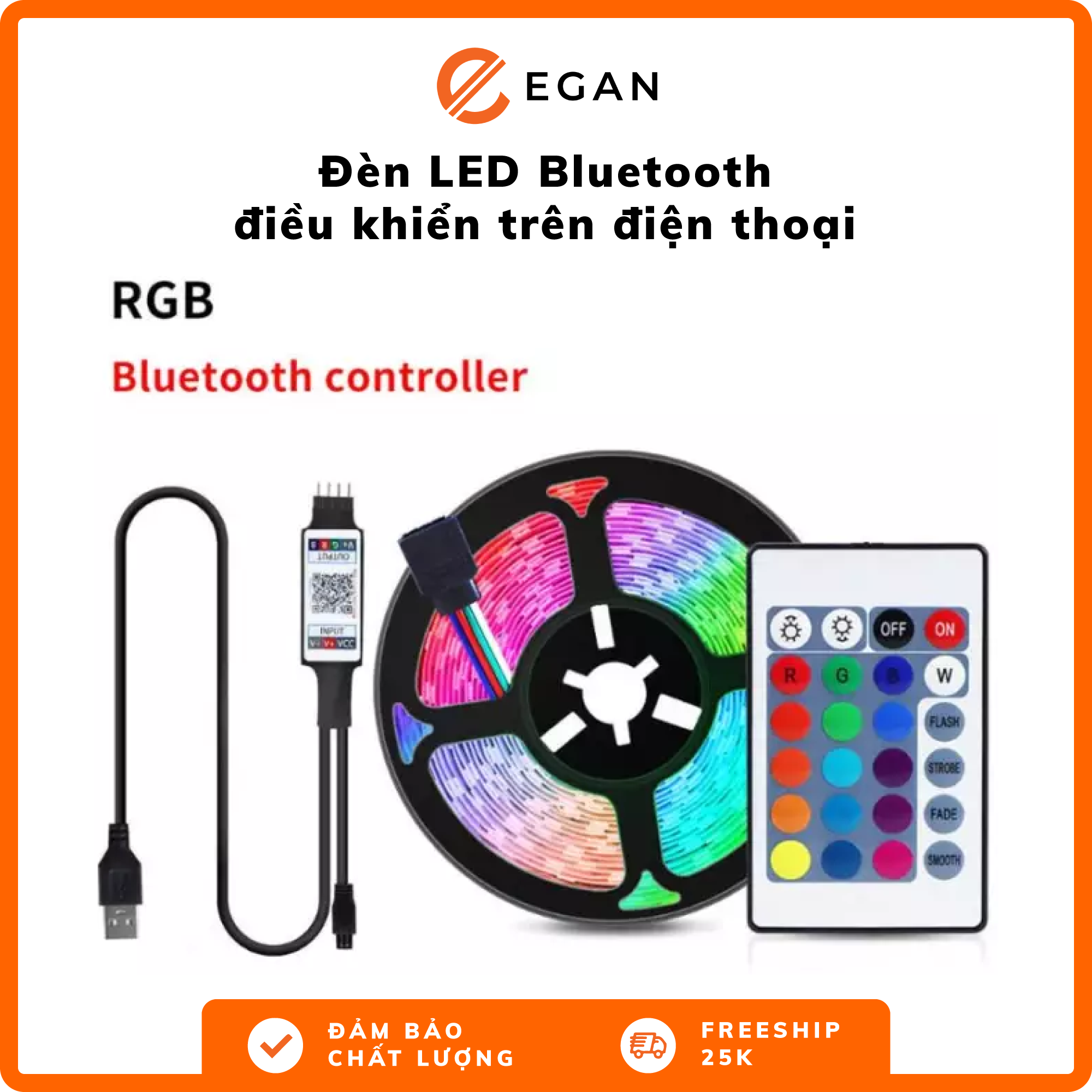 Đèn led 2835 bluetooth trang trí phòng ngủ 7 màu gắn tường trần nhà hồ cá dây đèn led dài 1M 3M 5M đèn sáng 16 triệu màu sử dụng điện 5V Pingron