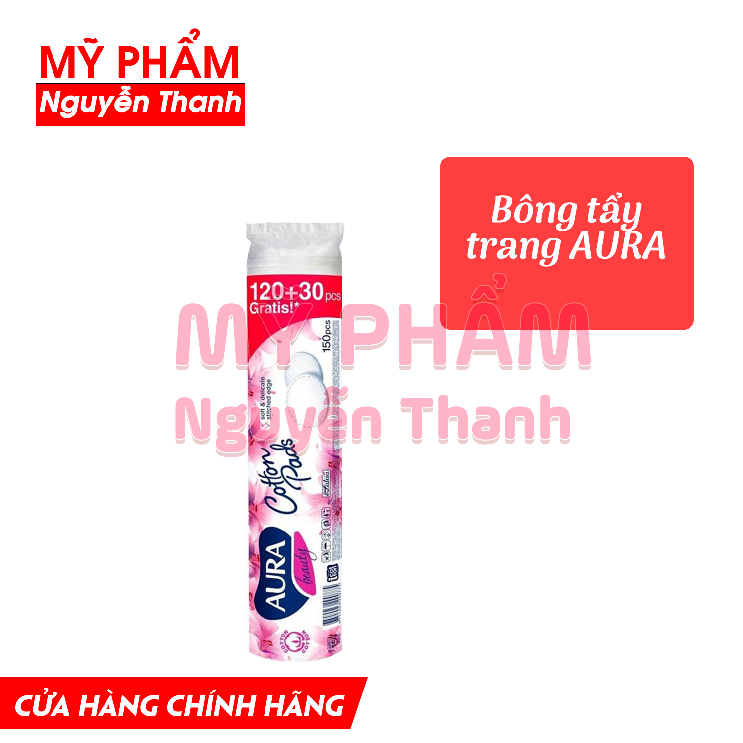 [HCM] Bông tẩy trang Aura beauty cotton 150 miếng