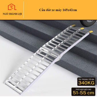Cầu dắt xe máy (Dốc lên xe) hợp kim nhôm 165x42cm cho thềm nhà từ 51- 55cm
