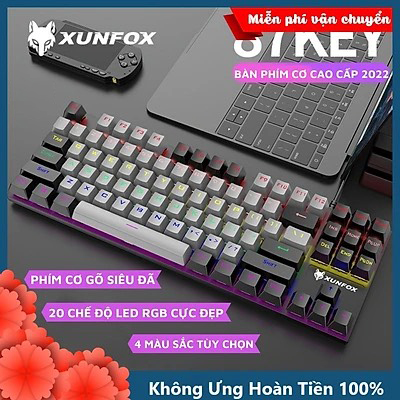 Bàn Phím Cơ Gaming Xunfox K80 LED RGB 20 Chế Độ Nháy Cực Đẹp, Phím CƠ Gõ Siêu Đã, Thiết Kế Nhỏ Gọn Dùng Cho Máy Tính, Laptop - Hàng Chính Hãng