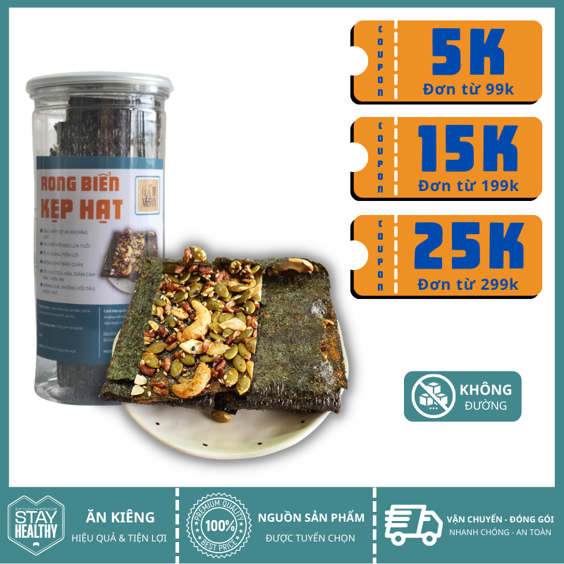 Rong biển kẹp hạt dinh dưỡng 250gr Gánh Xưa, ăn vặt healthy, snack rong biển, ngũ cốc, không đường, ăn vặt văn phòng tiện lợi