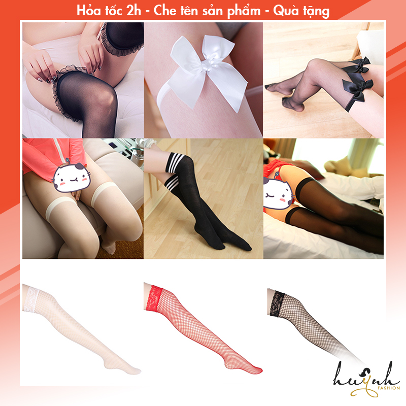 Tất lưới dài qua gối đủ loại trơn ren sexy quyến rũ - v01