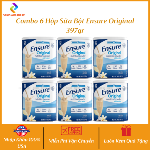 Combo 10 Hộp Sữa Ensure Mỹ Abbott - Mẫu Mới Hộp giấy 397gr/Date xa 2023 - Sữa Ensure Dành Cho Người Gầy - sữa ensure original - Bổ Sung Dinh Dưỡng Đầy Đủ - Không Đường Lactose