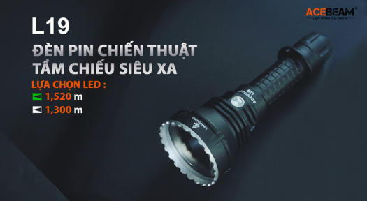 Đèn pin chiếu xa ACEBEAM L19 độ sáng 1650lm chiếu xa 1300m bóng LED PM sử dụng pin 21700 Đèn Đèn pin