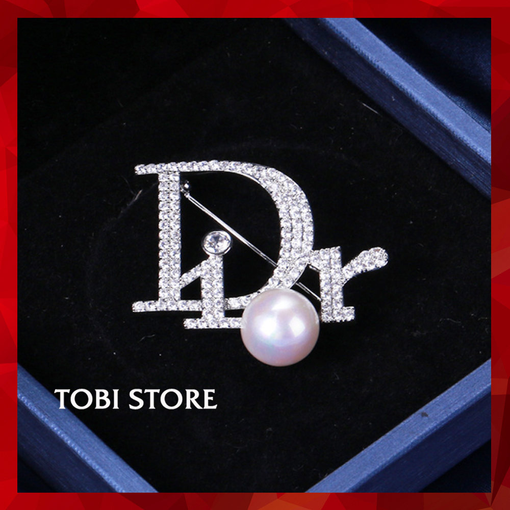 Cài áo thương hiệu d đính đá và ngọc trai nhân tạo tobi store ca3