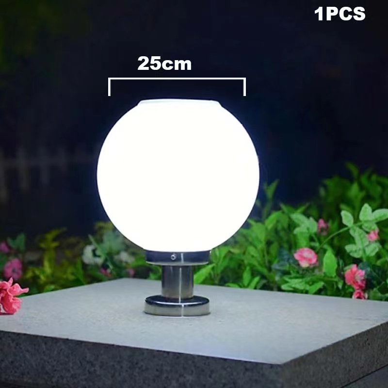 SOLAR PILLAR LIGHT Solar Led Outdoor Light Waterproof 16LED for post lamp Round Ball Stainless Steel Solar Post Lamp