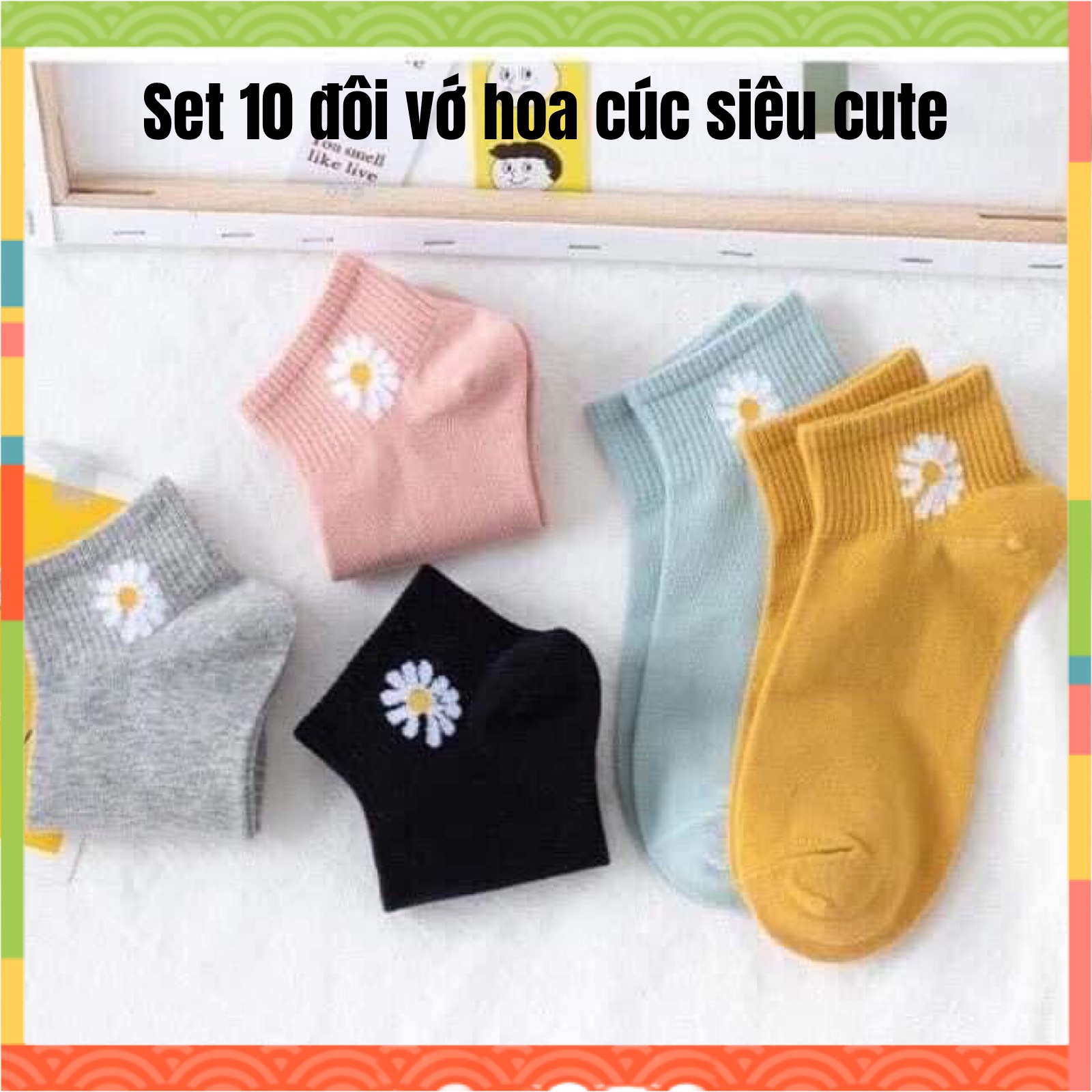 Set 10 đôi vớ hoa cúc hàng loại 1 - thảo nhi