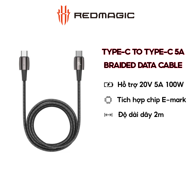Dây Cáp Sạc Nubia Red Magic Type-C to Type-C Hỗ Trợ Sạc Nhanh 5A | BH 6 Tháng - Hàng Chính Hãng