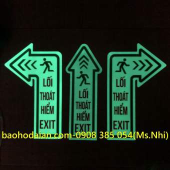 Biển dán chỉ dẫn lối thoát hiểm exit dạ quang (24x16cm)