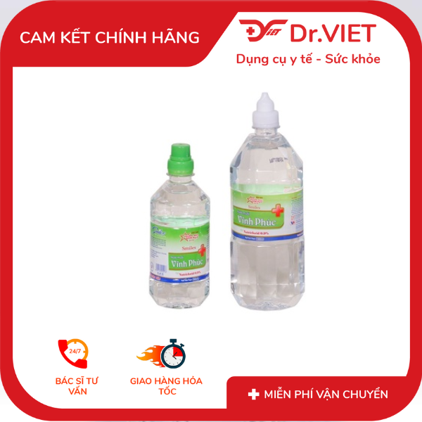 [HCM] NƯỚC MUỐI VĨNH PHÚC 0.9% CHAI 500ML HOẶC 1000ML -NANO ION BẠC 500ML