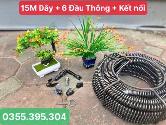 Dây thông cống 15M lò xo kết nối máy khoan quay thông tắc cống, thông bồn cầu, bồn rửa bát,.