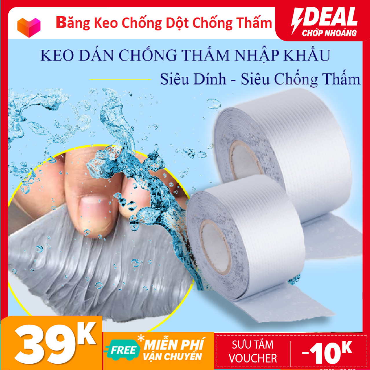 Băng Keo Siêu Dính Đa Năng, Keo dán CHỐNG THẤM đa năng cho tường, trần nhà, mái tôn, ống nước..
