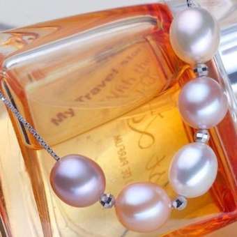 dây chuyền bạc tinh khiết mạ bạch kim phối ngọc trai thật và bi bạc