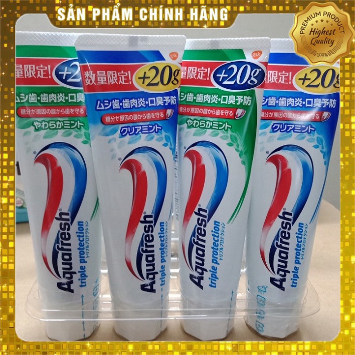 Kem đánh răng Aquafresh Triple Protection 140g hàng nội địa Nhât Bản cộng thêm 20G