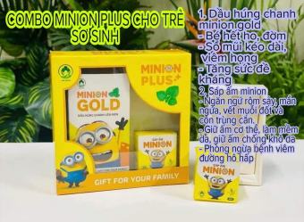 Bộ dầu húng chanh Minion Gold 30ml + Sáp ấm MINION PLus phòng ngừa ho khàn, sổ mũi, bôi vết thương côn trùng cắn