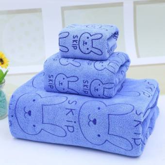 Set 3 khăn tắm thái lan mềm mịn cho gia đình - Bộ 3 khăn tắm Thái Lan (Màu xanh dương)